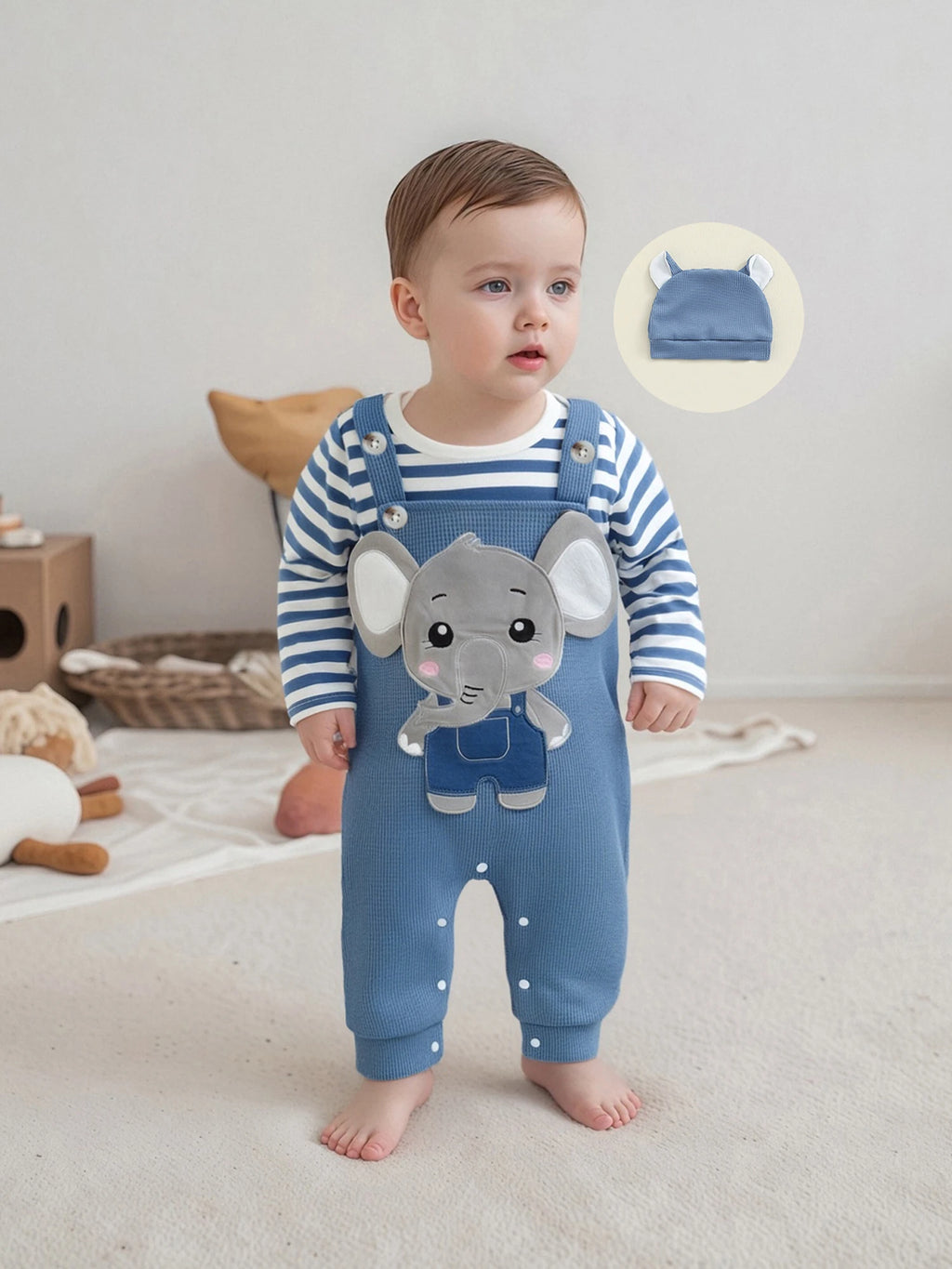 Baby Boy 3-Piece Overalls Set