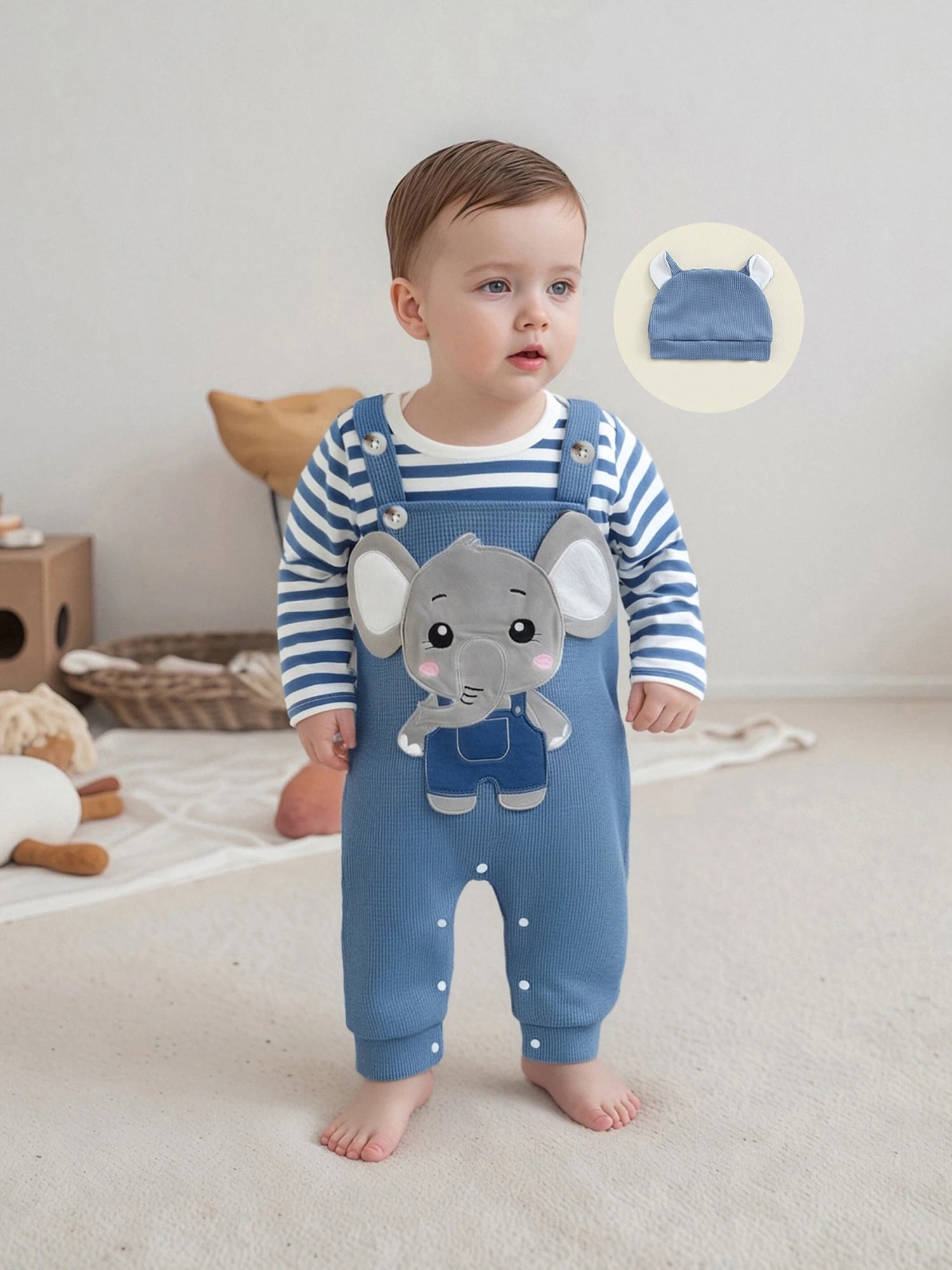 Baby Boy 3-Piece Overalls Set
