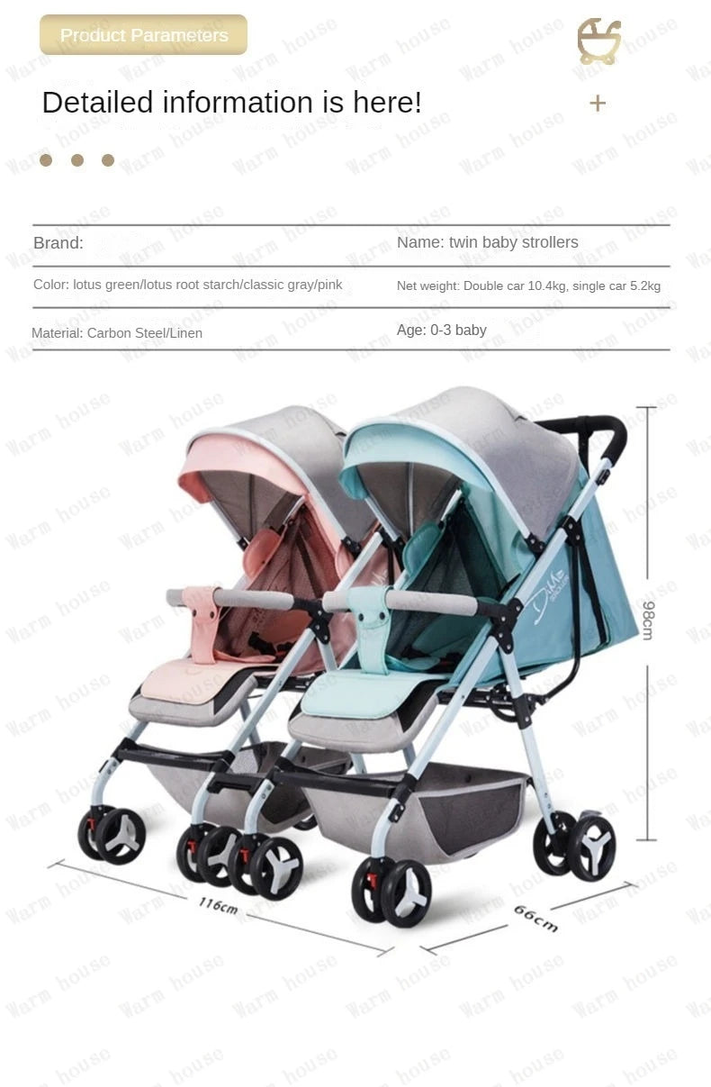 Detachable Twin Baby Stroller