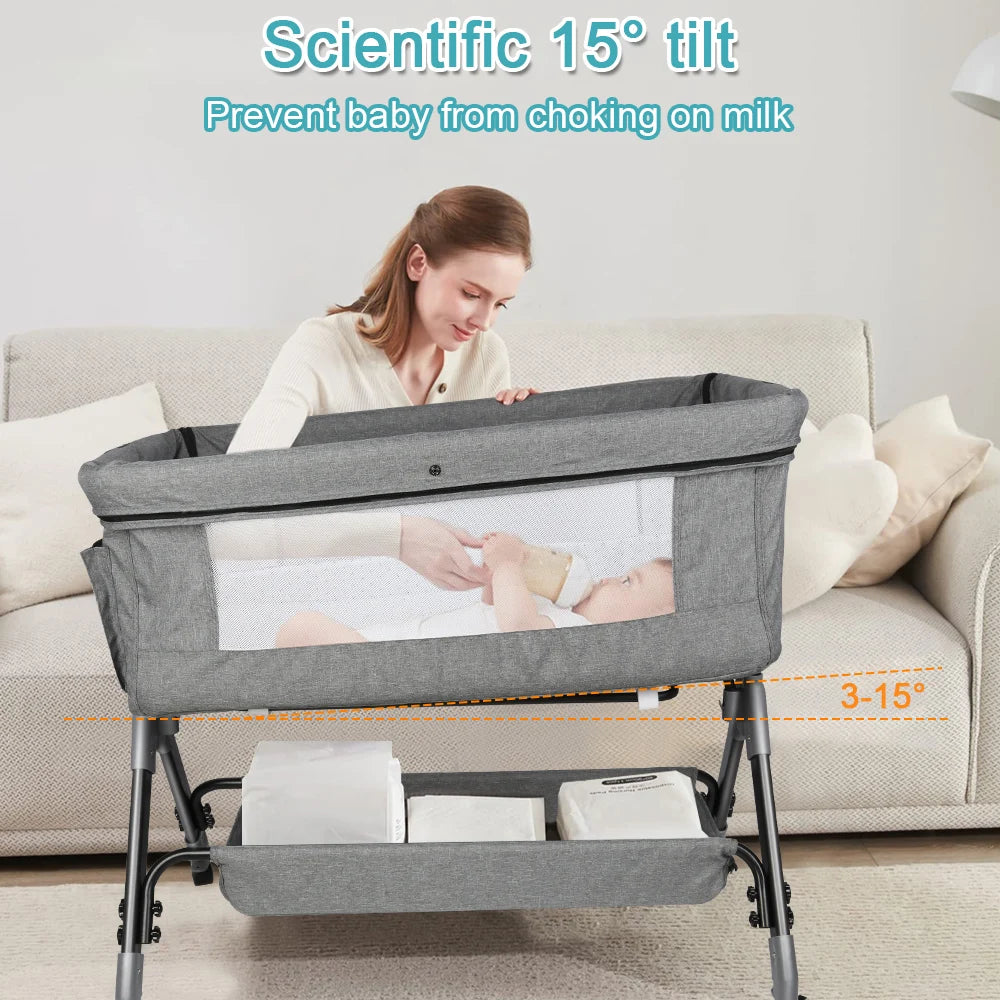 Height-Adjustable Baby Bedside Co-Sleeper Crib