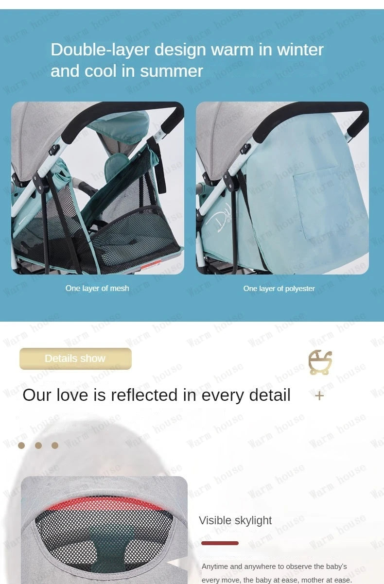 Detachable Twin Baby Stroller