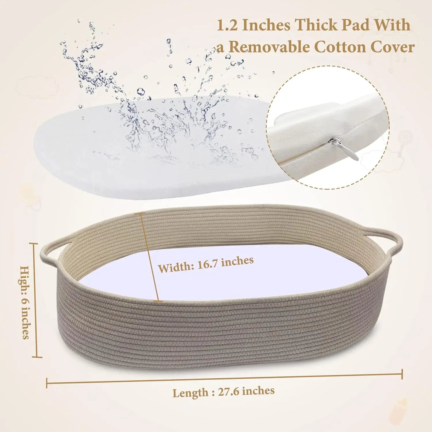 Baby Woven Changing Basket with Pads