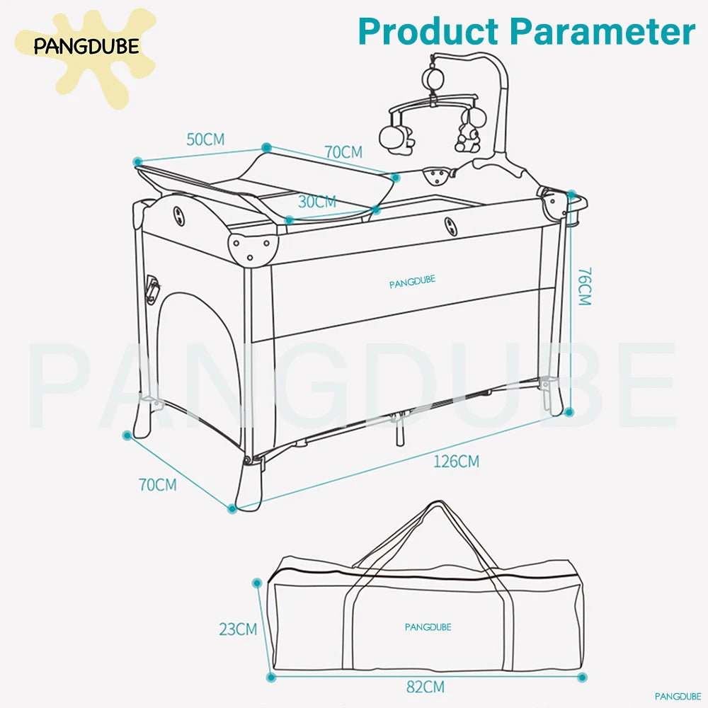 PANGDUBE Foldable Baby Crib