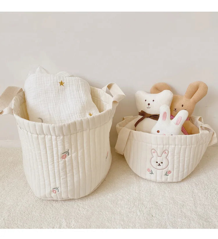 Cotton Embroidery Crib Organizer Mommy Bag