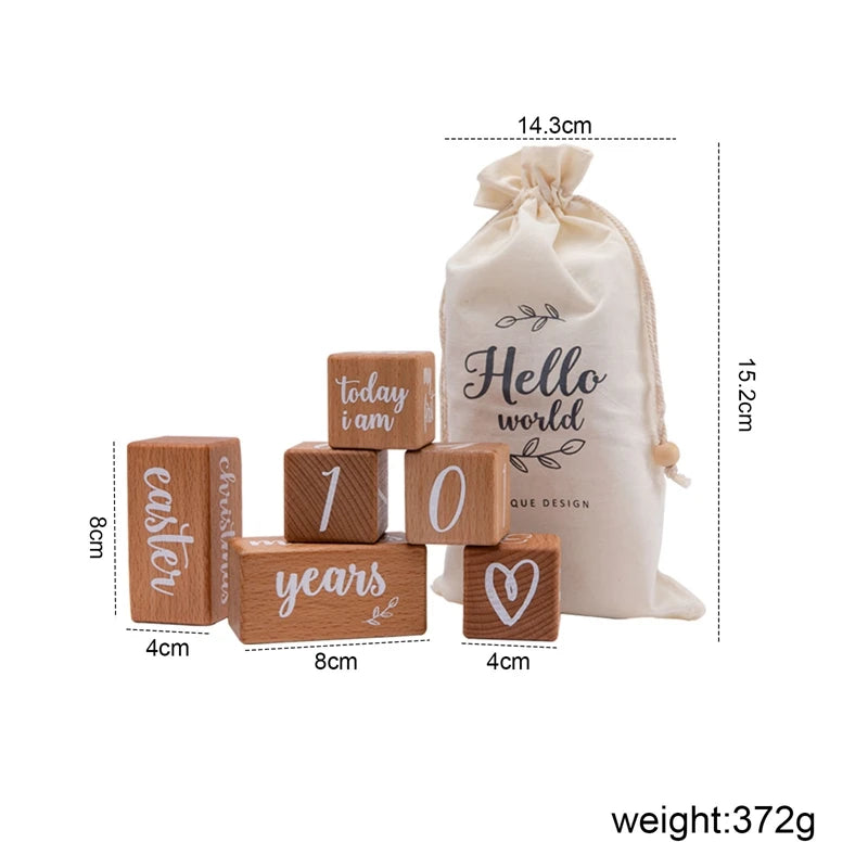 7-Piece Wooden Baby Monthly Milestone Card Set