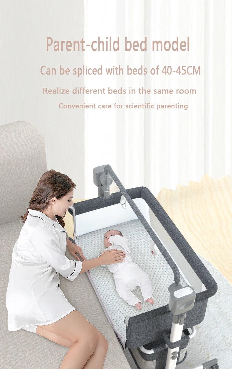 Portable Baby Crib with Mosquito Net & Rocker