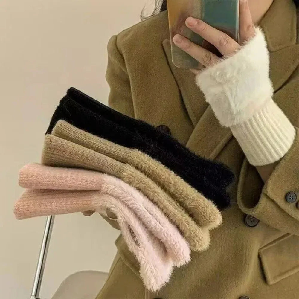 Women's Half-Finger Winter Gloves