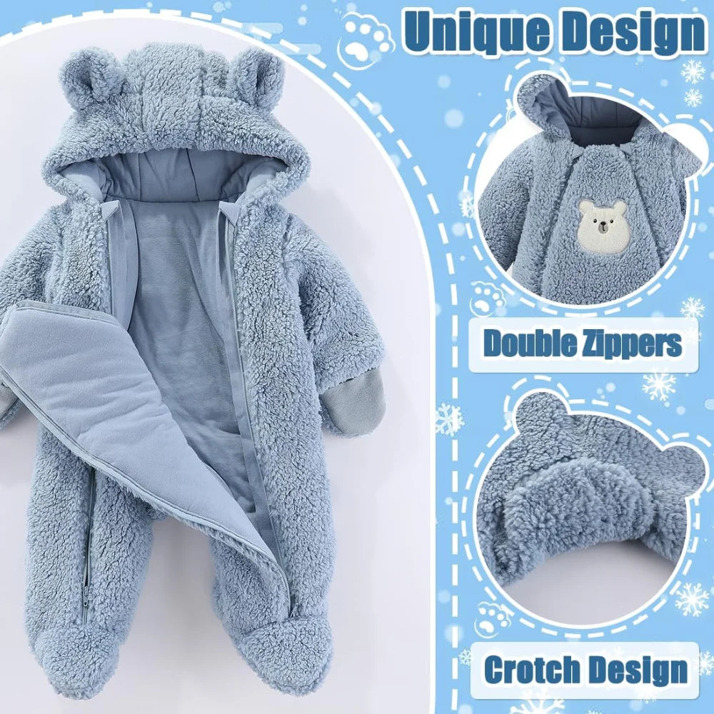 Newborn Double Zip Hooded Jumpsuit
