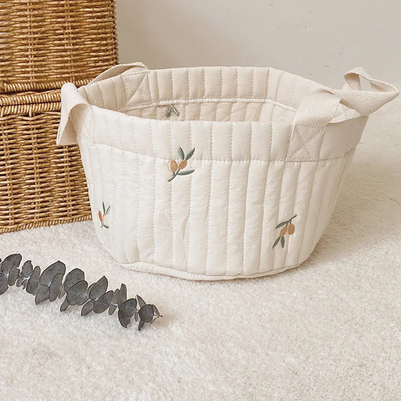Cotton Embroidery Crib Organizer Mommy Bag