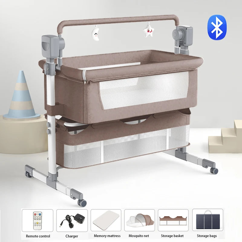 Portable Baby Crib with Mosquito Net & Rocker
