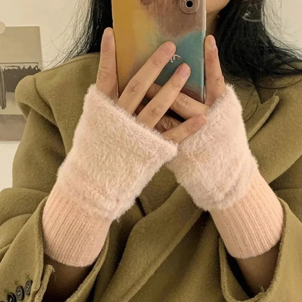 Women's Half-Finger Winter Gloves