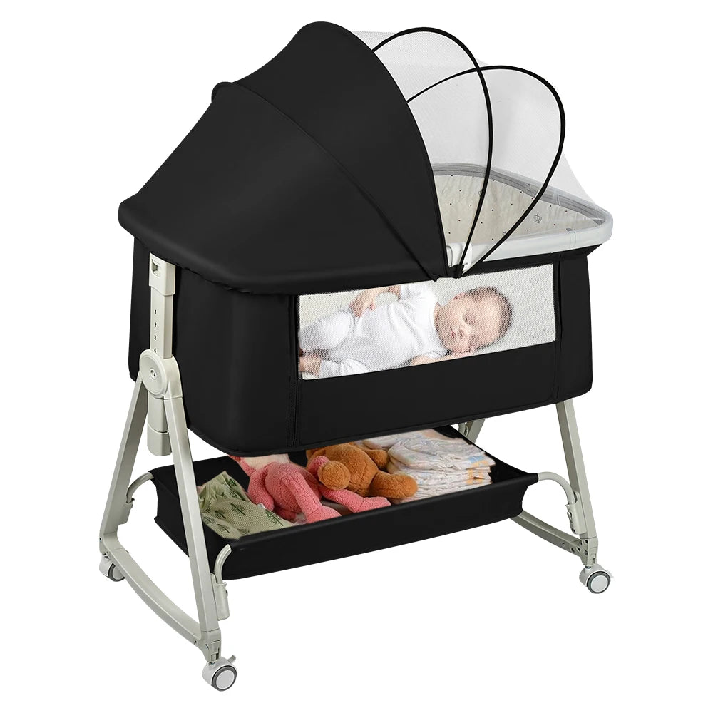 Baby Co-Sleeper Bed with Mattress & Wheels