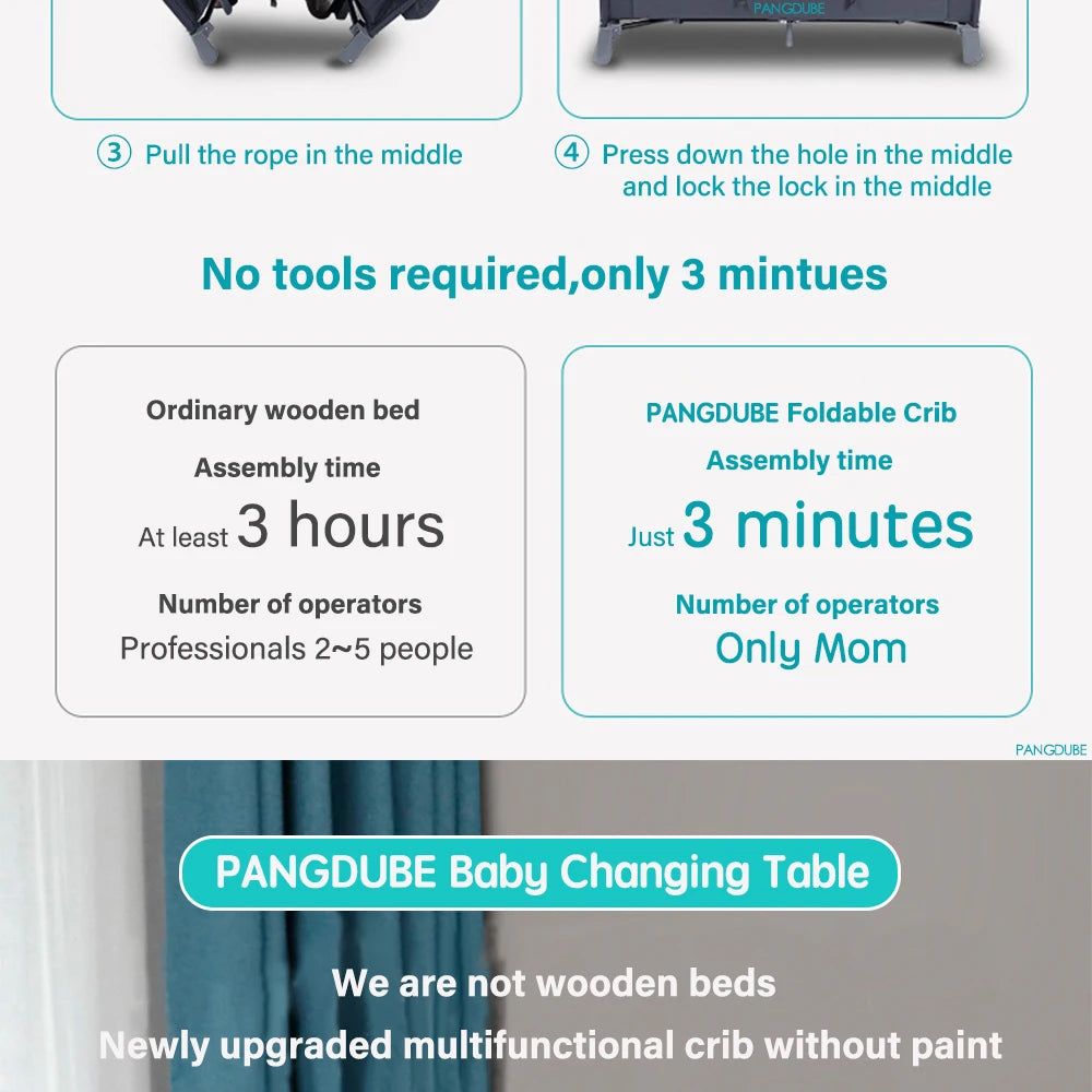 PANGDUBE Foldable Baby Crib
