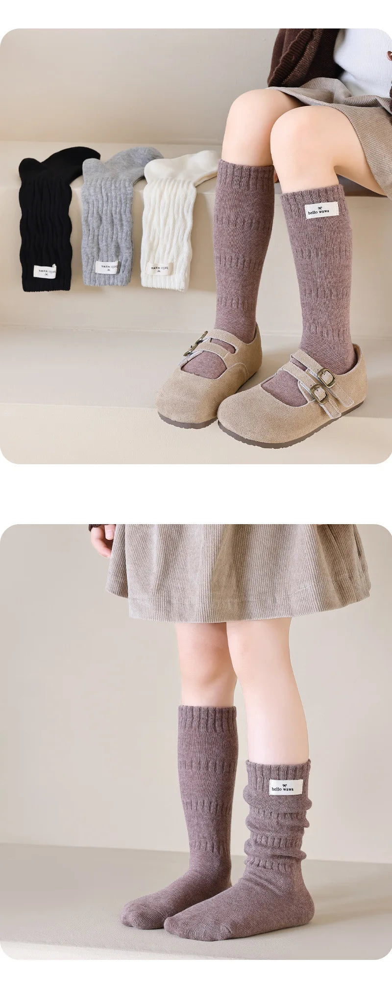 Retro Cotton Knee High Girls Socks