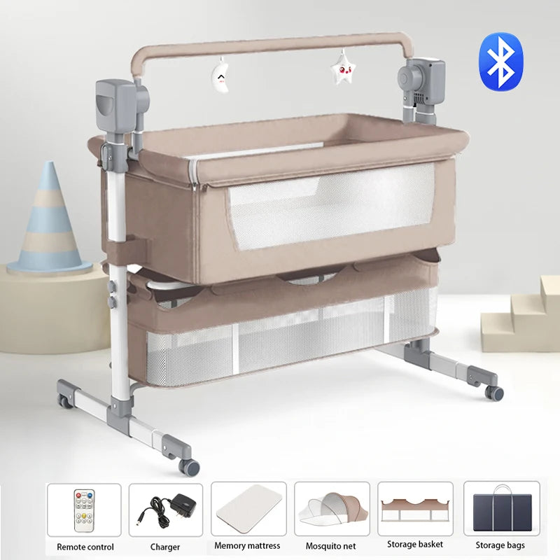 Portable Baby Crib with Mosquito Net & Rocker