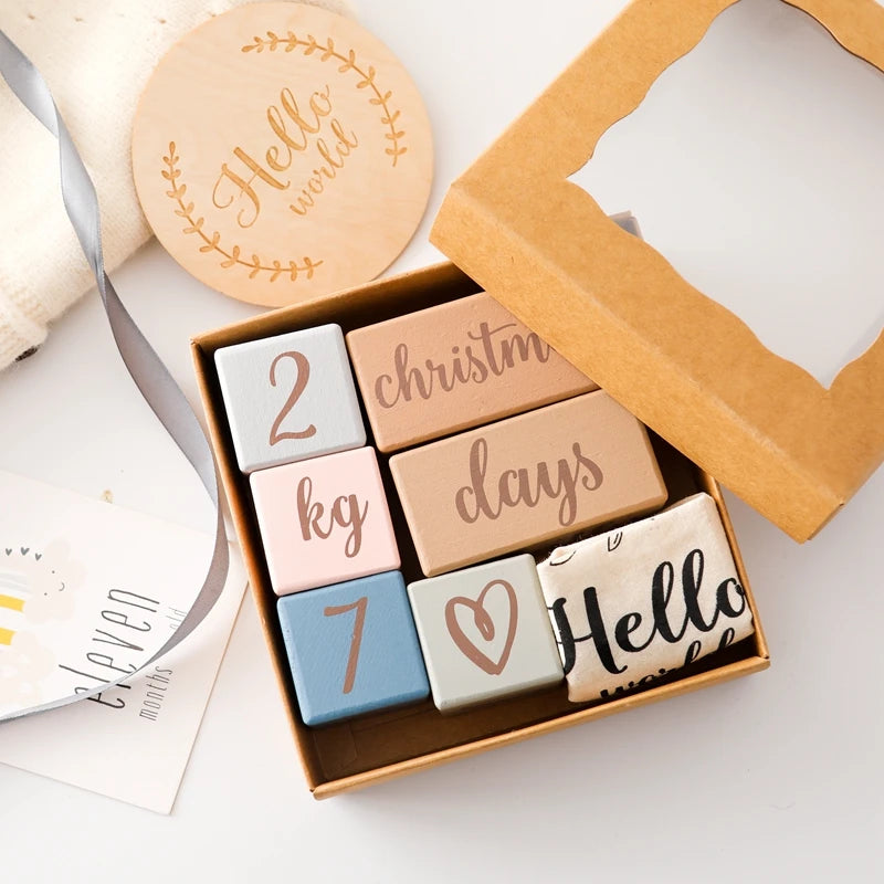 7-Piece Wooden Baby Monthly Milestone Card Set