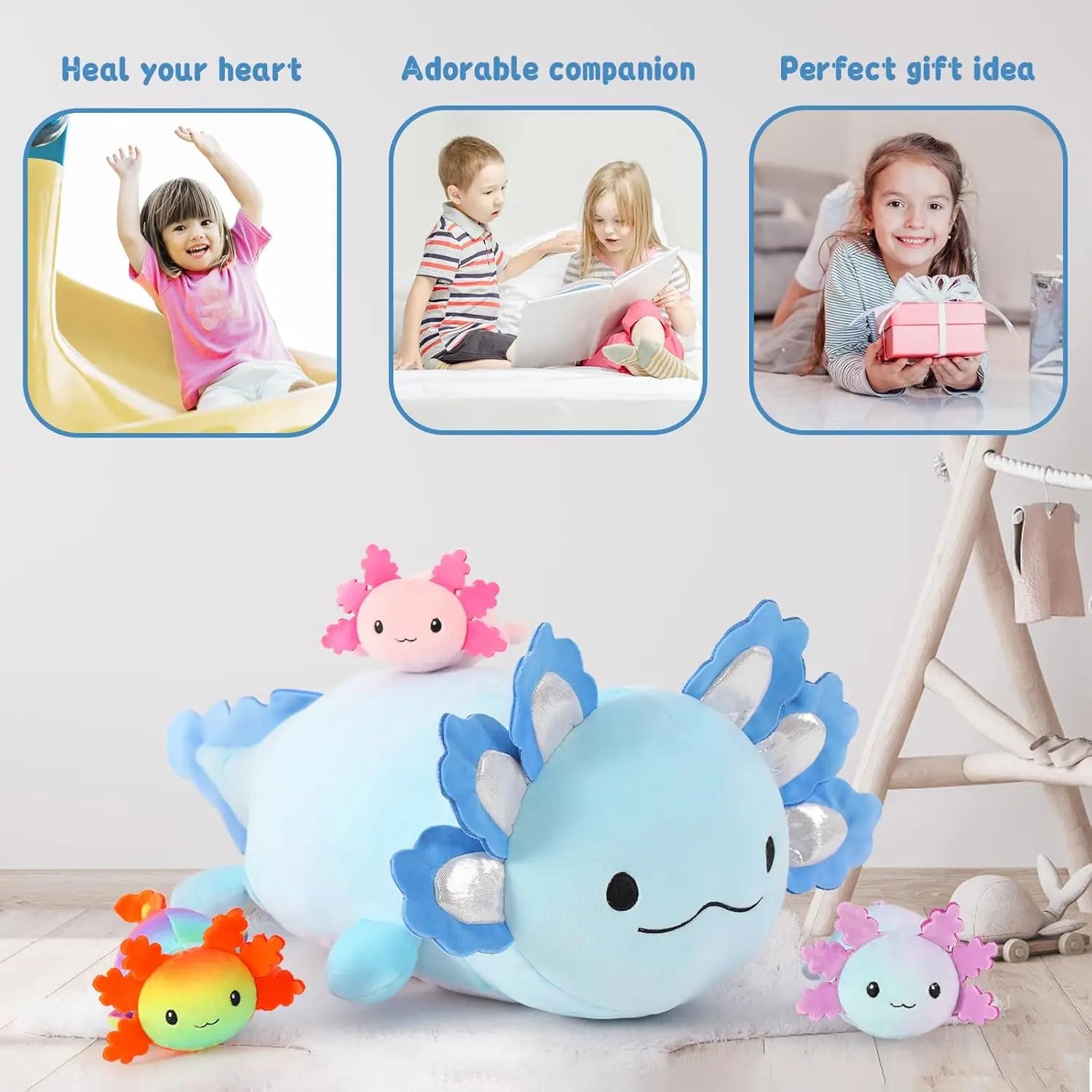 Axolotl Plush with 3 Baby Axolotls