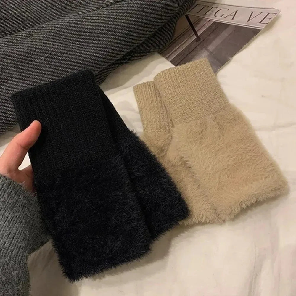 Women's Half-Finger Winter Gloves