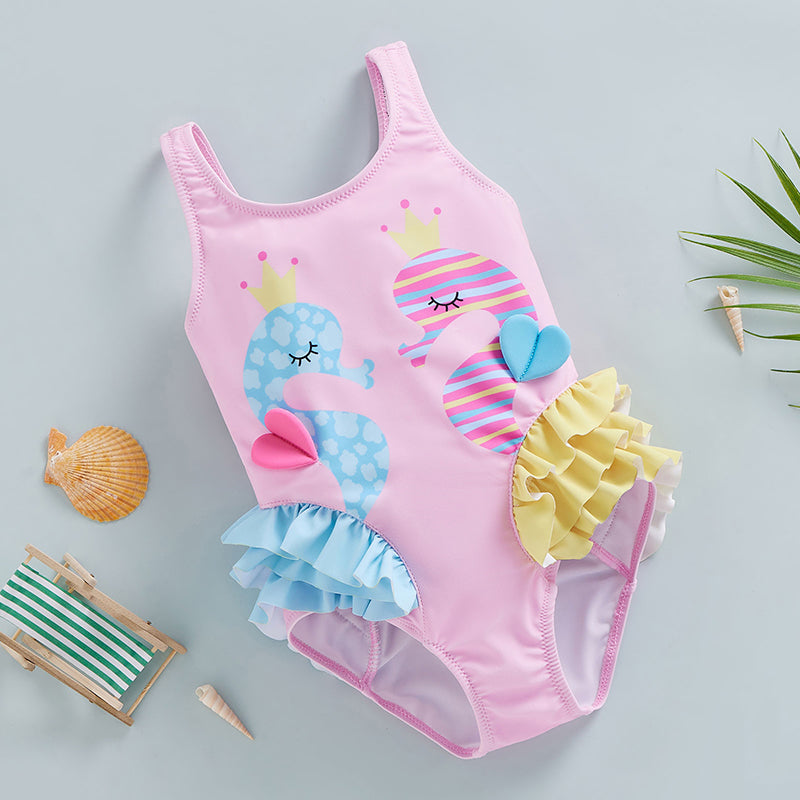 Girls Seahorse Ruffle Swimsuit