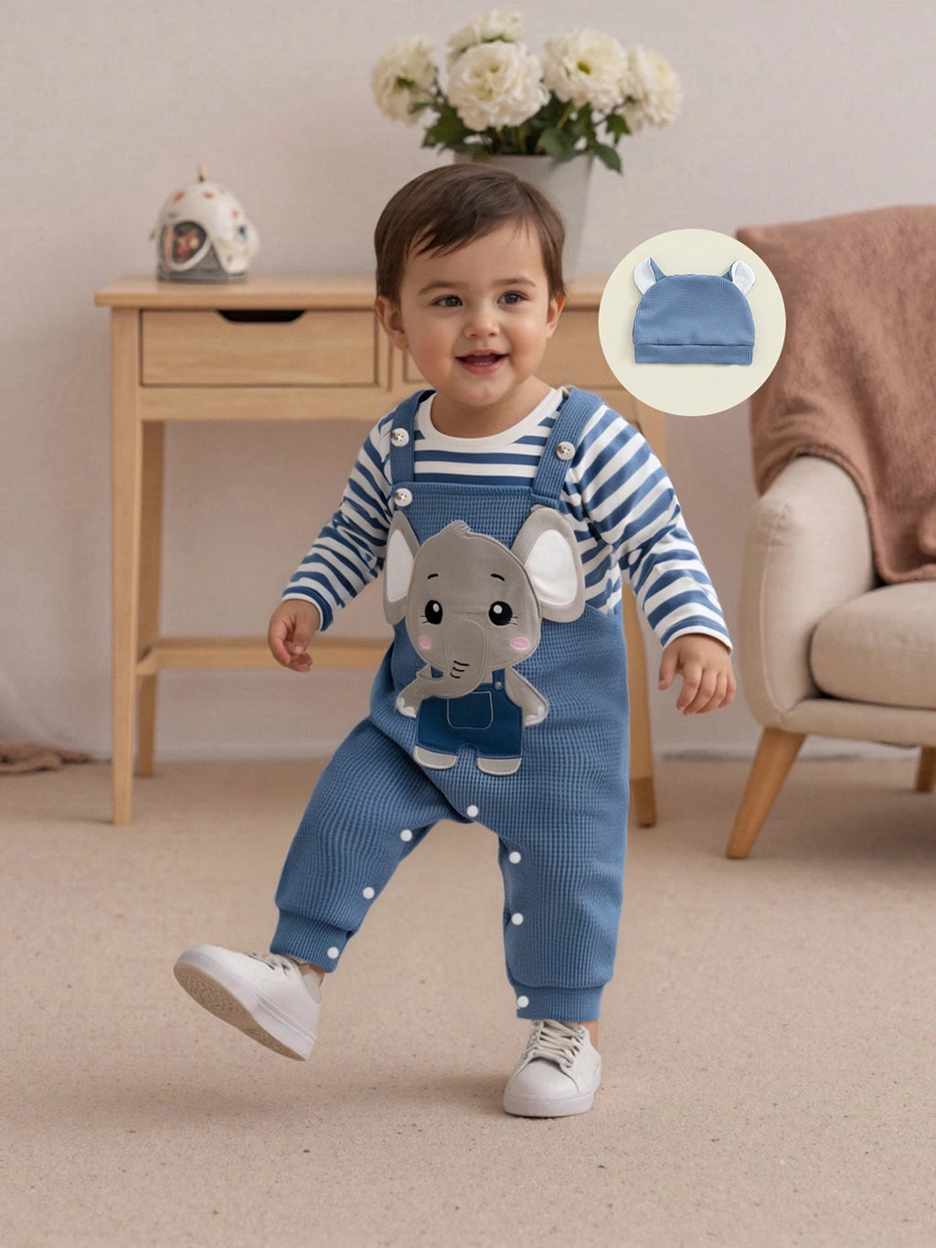 Baby Boy 3-Piece Overalls Set