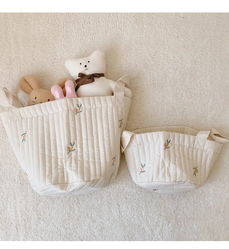 Cotton Embroidery Crib Organizer Mommy Bag