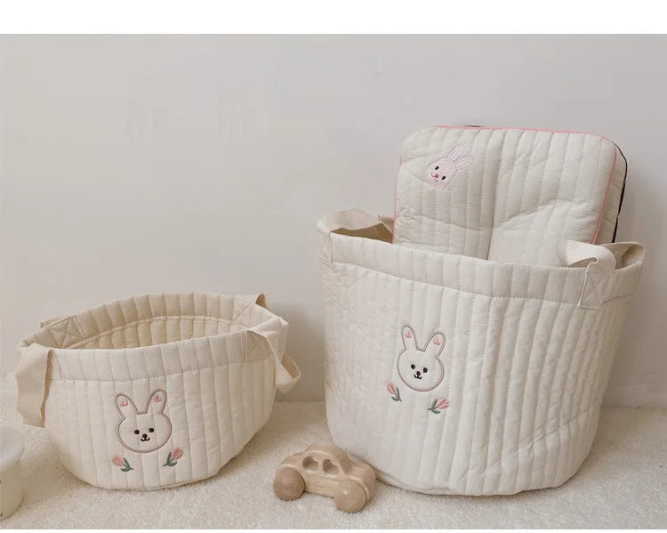 Cotton Embroidery Crib Organizer Mommy Bag