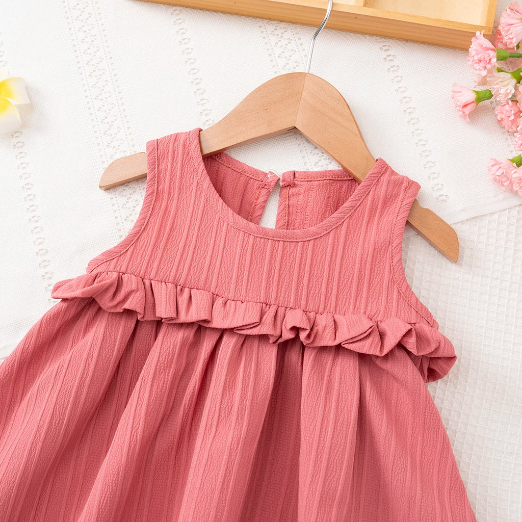 Girls Ruffle Hem Casual Dress
