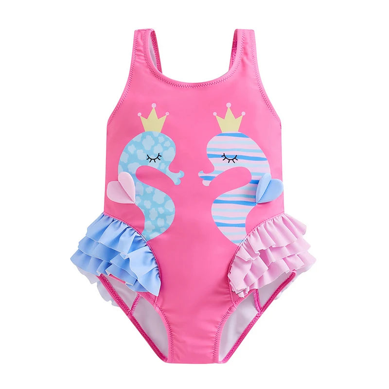Girls Seahorse Ruffle Swimsuit