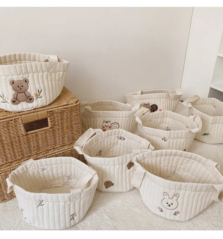 Cotton Embroidery Crib Organizer Mommy Bag