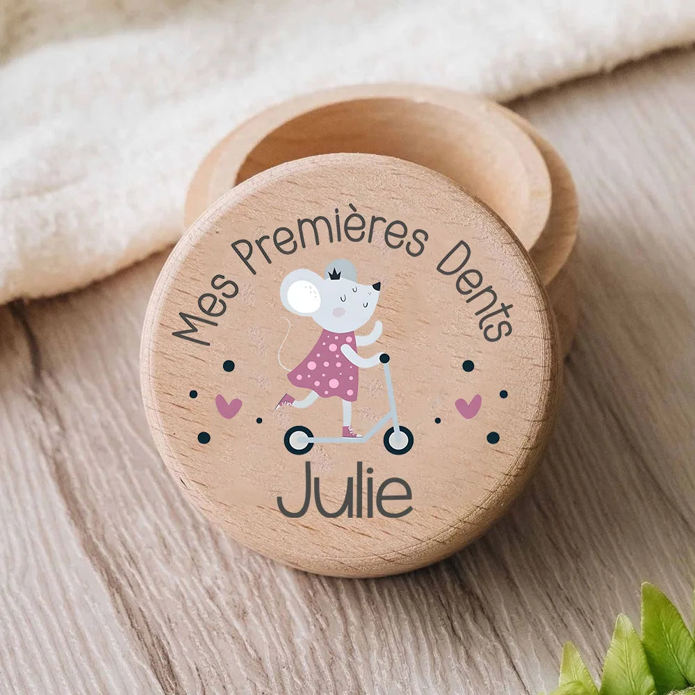 Wooden Baby Tooth Trinket Box