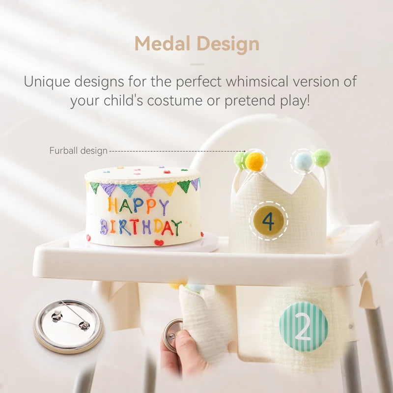 Baby Birthday Crown Hat Set