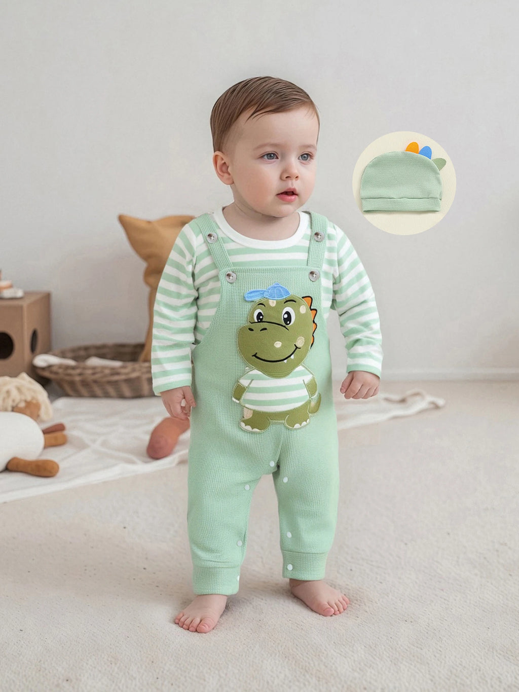 Baby Boy 3-Piece Overalls Set