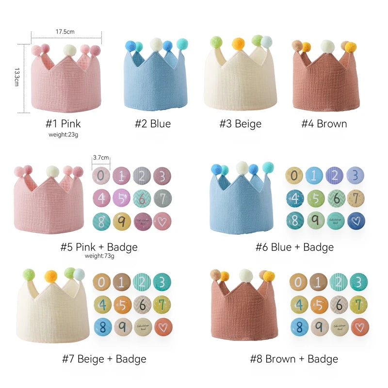 Baby Birthday Crown Hat Set