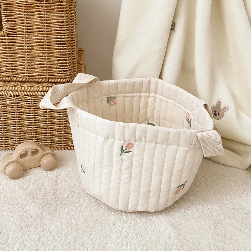 Cotton Embroidery Crib Organizer Mommy Bag