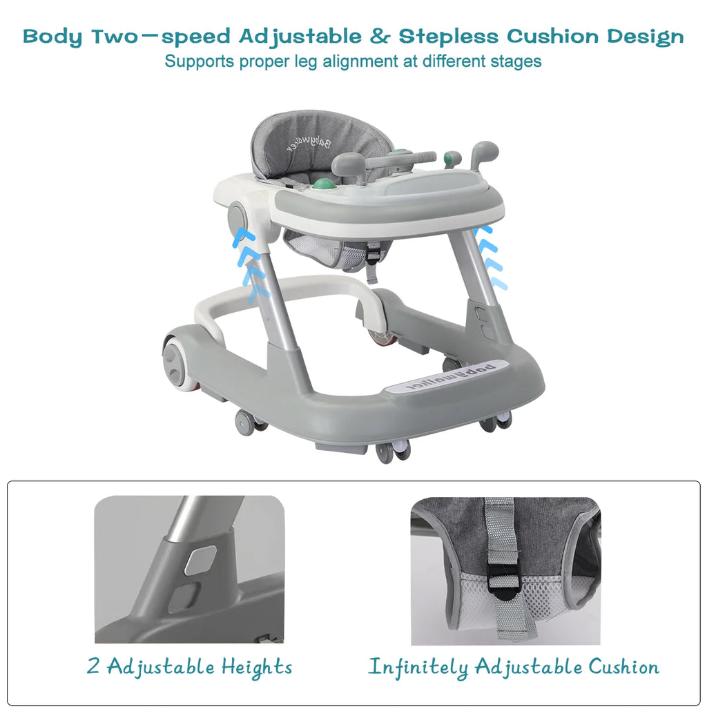 Foldable Baby Activity Push Walker with Music Tray