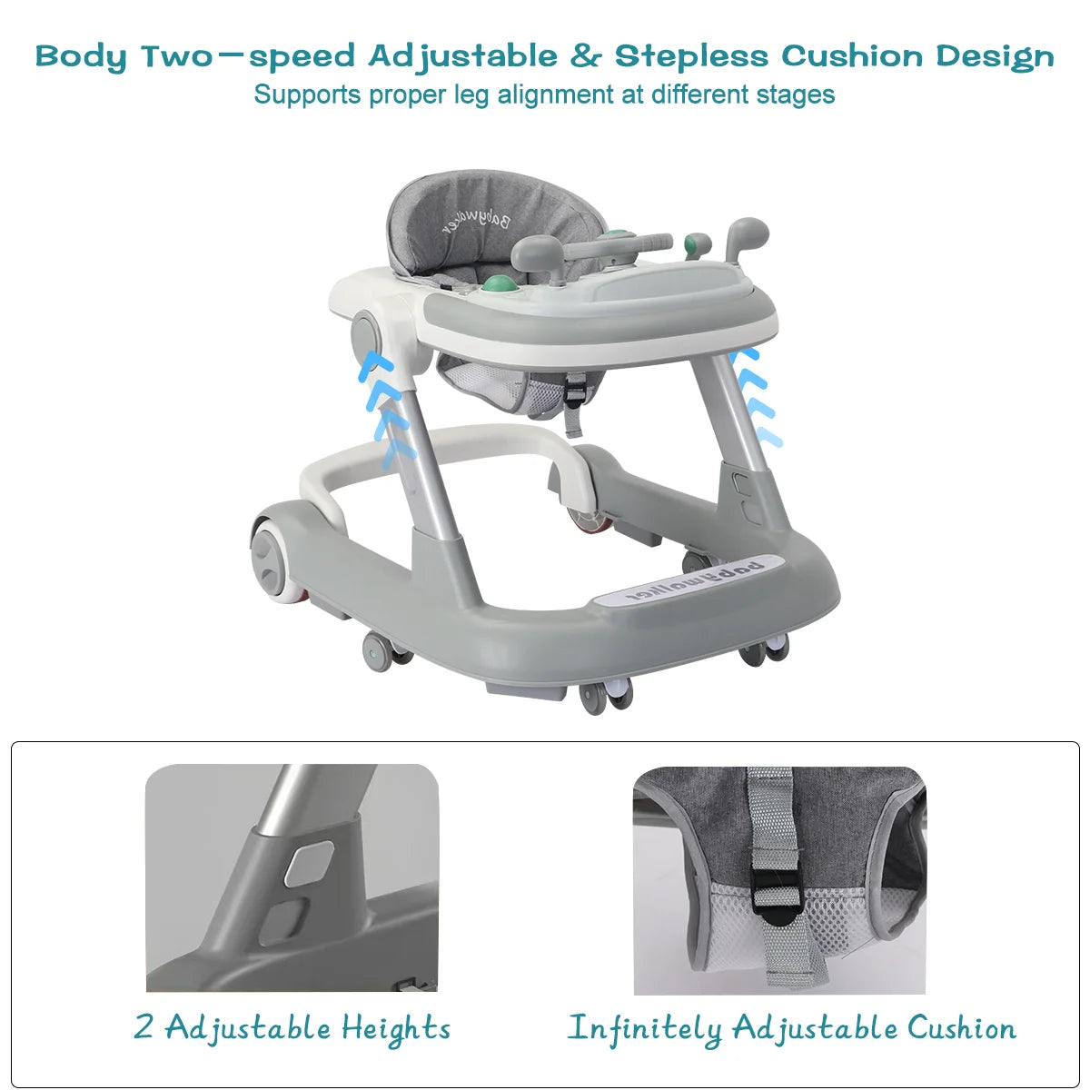 Foldable Baby Activity Push Walker with Music Tray