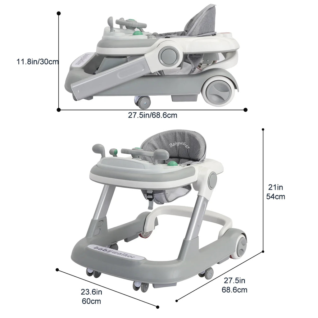 Foldable Baby Activity Push Walker with Music Tray