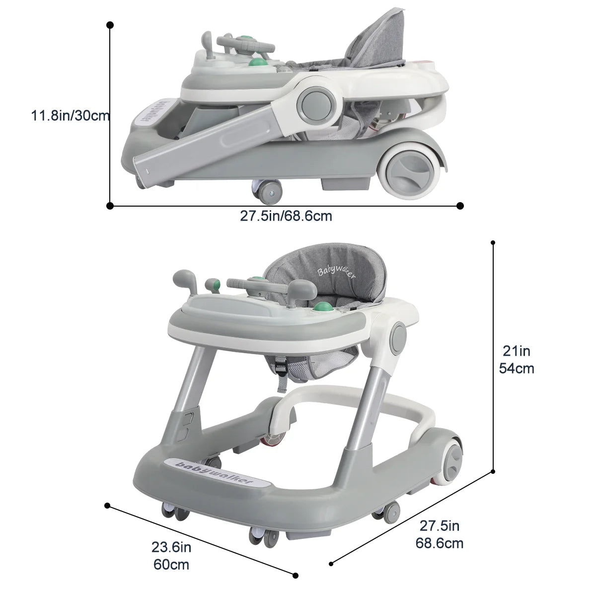 Foldable Baby Activity Push Walker with Music Tray