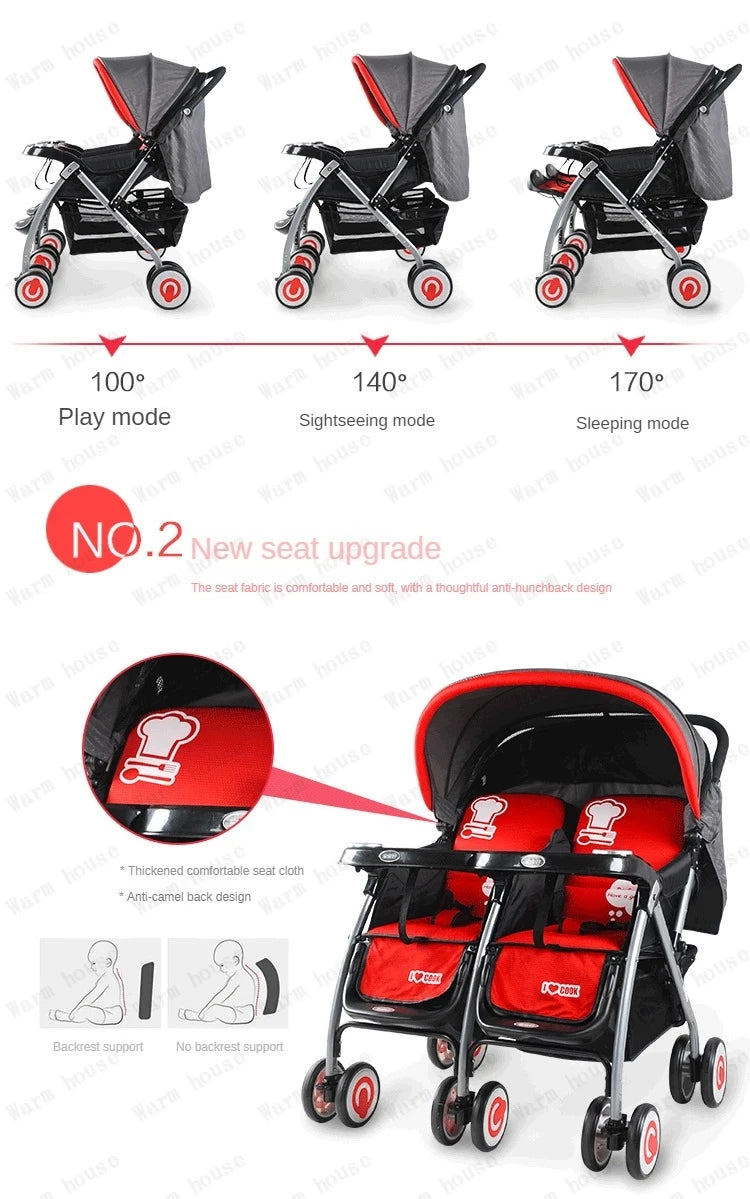 Foldable Twin Baby Stroller