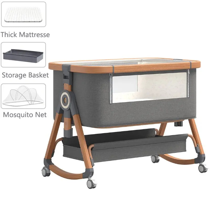 Baby Crib 3-in-1 Foldable with Mosquito Net & Shaker