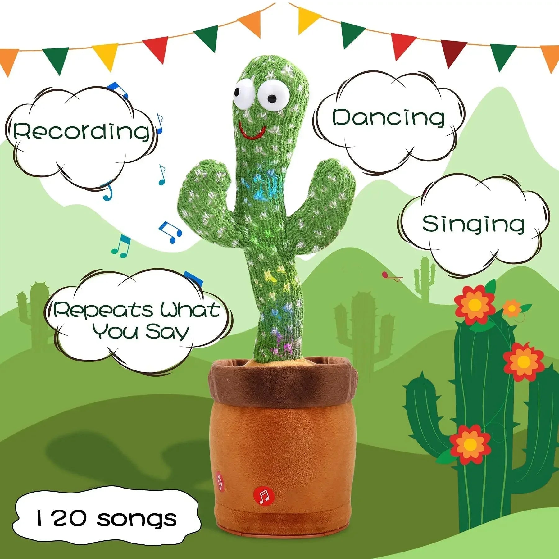 Dancing Cactus Talking Plush Toy with Voice Changer