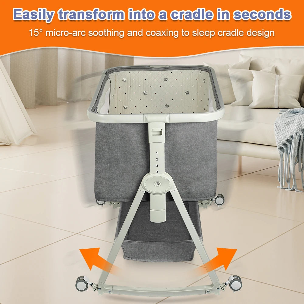 Baby Co-Sleeper Bed with Mattress & Wheels