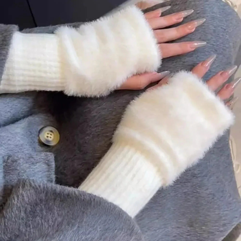 Women's Half-Finger Winter Gloves