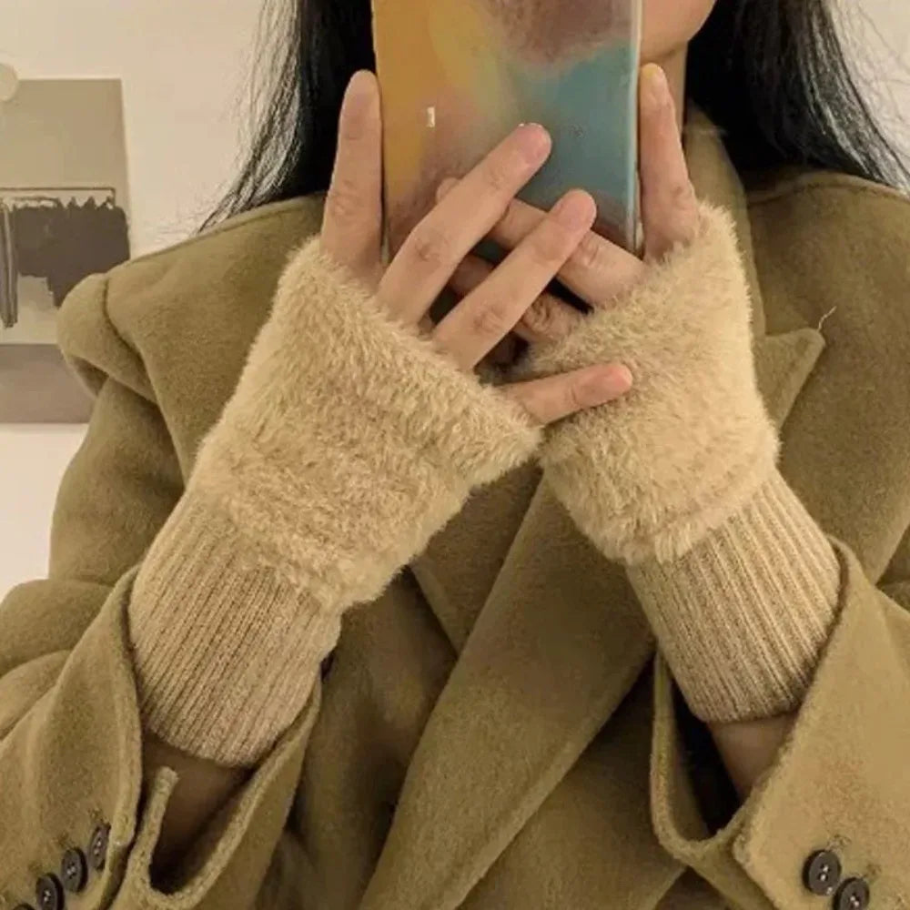 Women's Half-Finger Winter Gloves