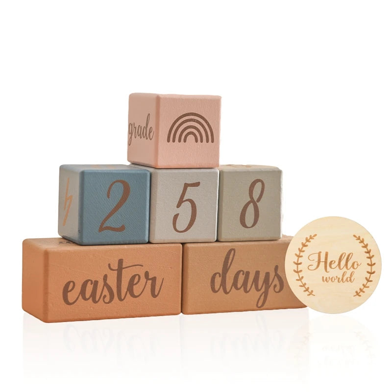 7-Piece Wooden Baby Monthly Milestone Card Set