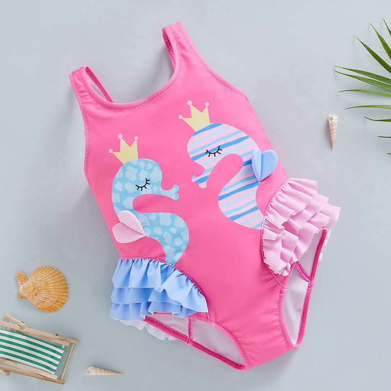 Girls Seahorse Ruffle Swimsuit
