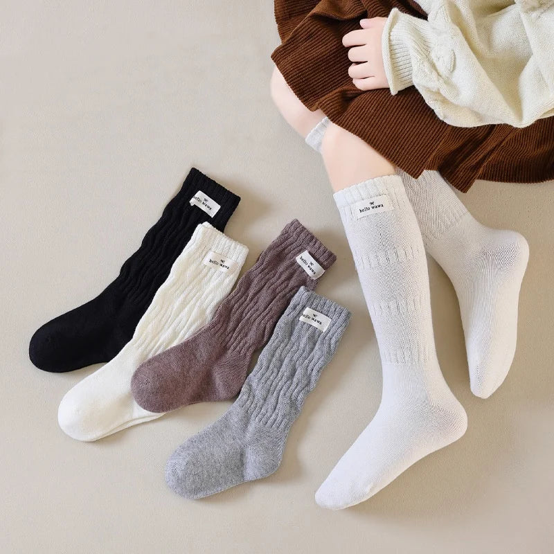 Retro Cotton Knee High Girls Socks