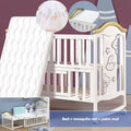 Solid Wood Baby Crib with Mosquito Net & Wheels