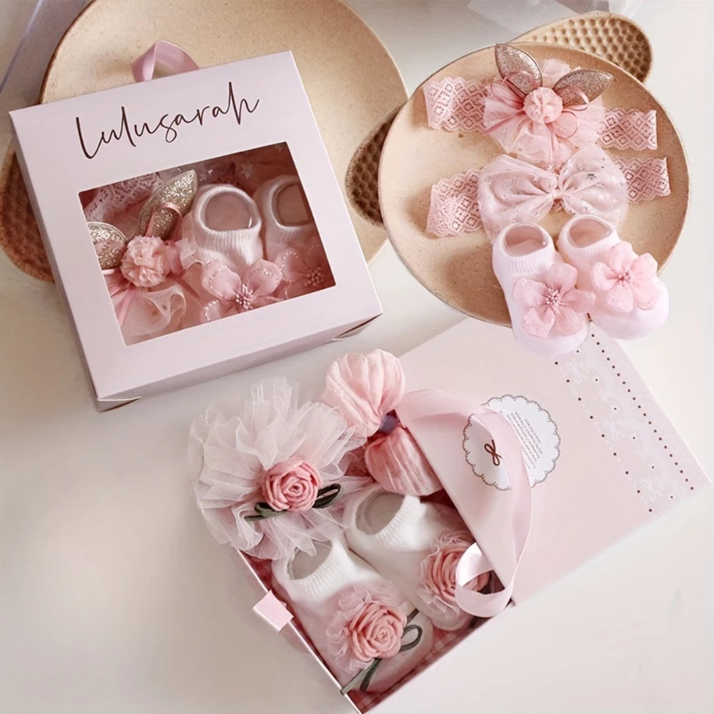 Baby Girl Socks & Bow Set