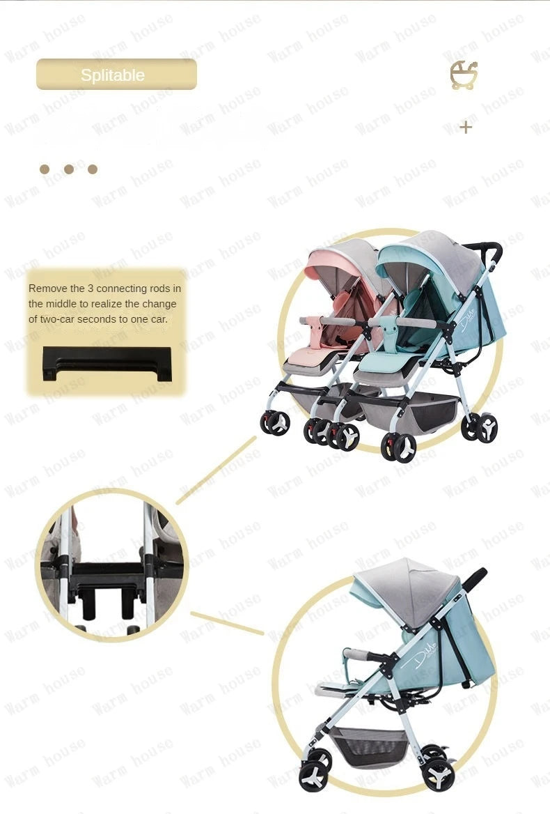 Detachable Twin Baby Stroller